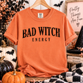 Bad Witch Energy graphic tee on a terracotta Comfort Colors 1717 shirt