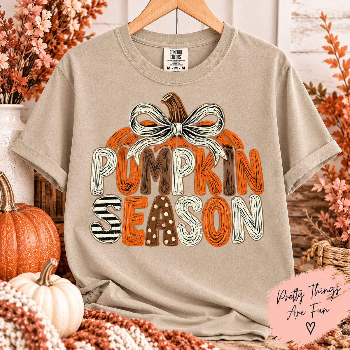 Pumpkin Season graphic tee on a Comfort Colors tee